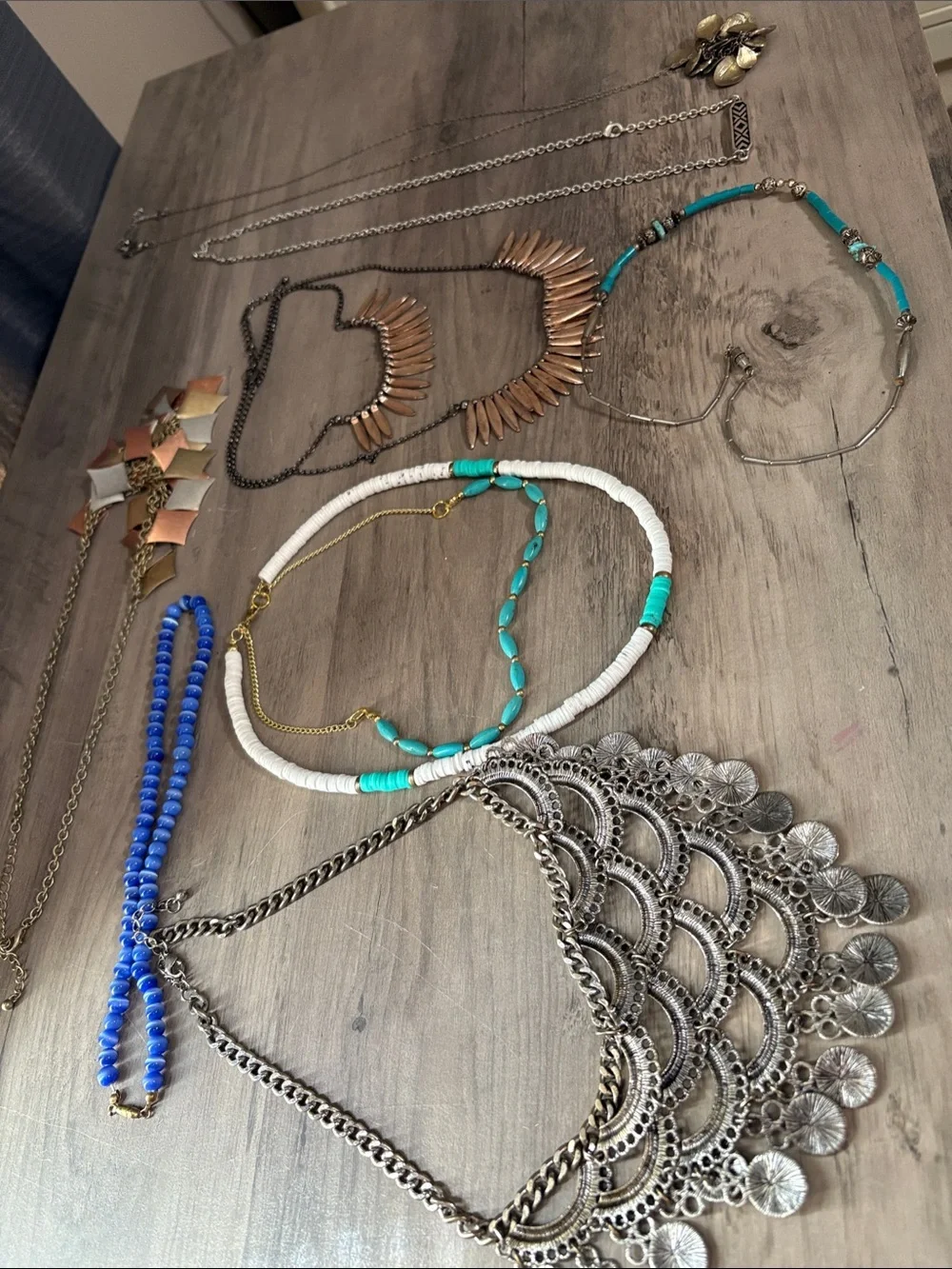 Turquoise & White Beaded Statement Necklace - Unbranded Women Jewelry